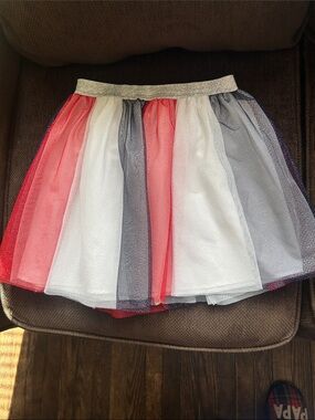 Cat & Jack Red, White and Gray Sparkle Tulle Skirt